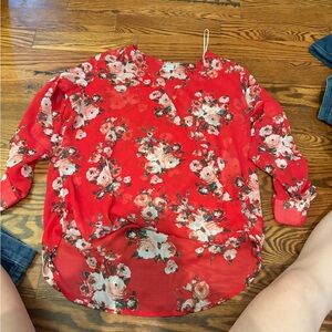 Floral Red Women's Top